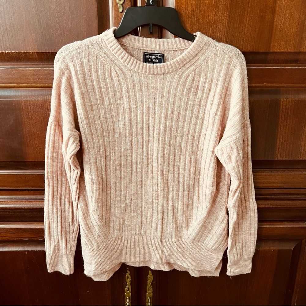 Abercrombie & Fitch Pink Ribbed Long Sleeve Crew Neck Sweater XS